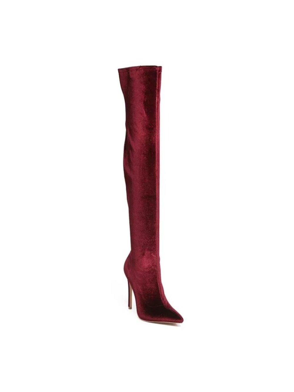 London Rag Madman Thigh High Boots Black Velvet Stiletto Womens 7